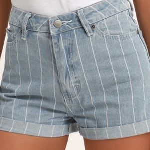 NWT RVCA high rise striped denim shorts